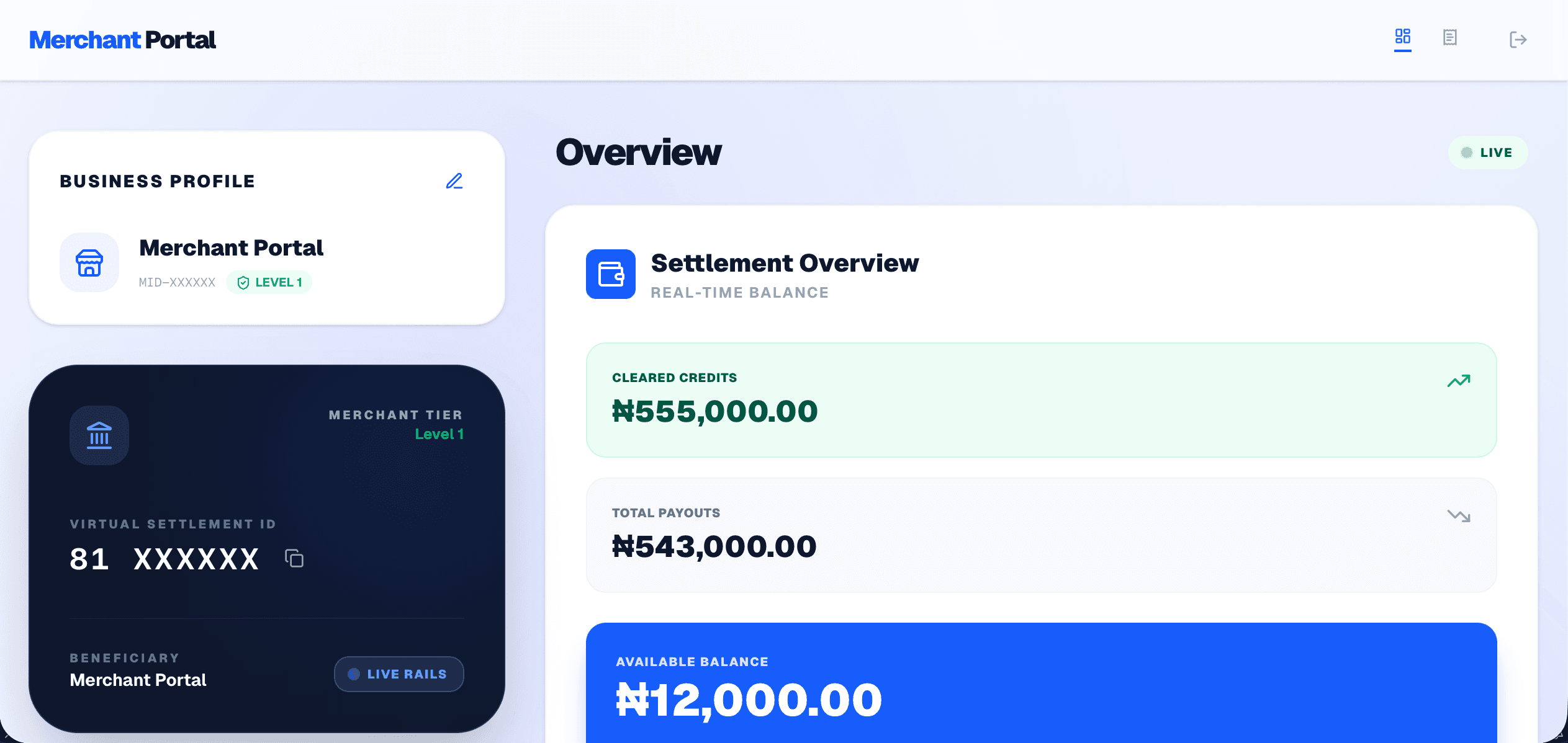 Apex Merchant Ledger Dashboard