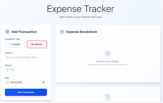 Expense Tracker Dashboard app